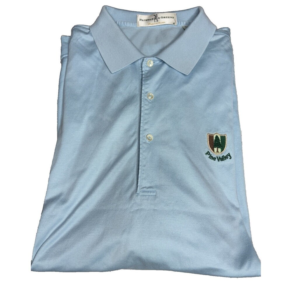 VTG Pine Valley Golf Polo Mens XLarge Baby Blue Mercerized Cotton Fairway Greene